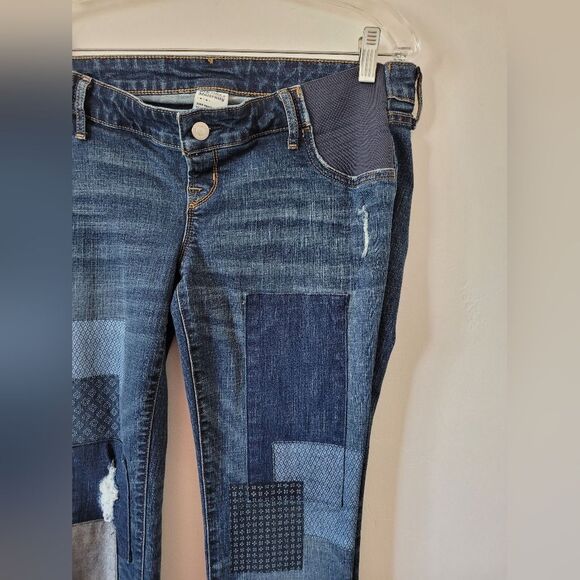Old Navy Maternity Jeans Side Panel Stretch Boyfriend Skinny Patchwork 6 Regular - Picture 2 of 7